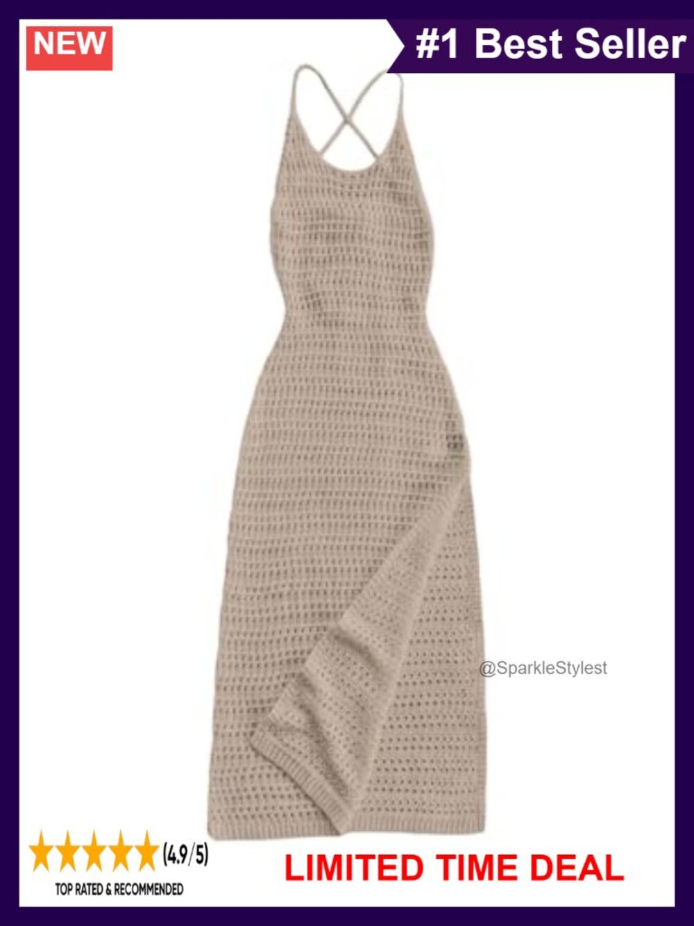 Crochet Maxi Dress Backless Tie Side Split Cover Up